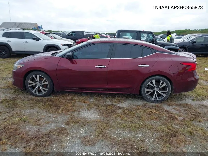 2017 Nissan Maxima 3.5S/Sv/Sl/Sr/Plat VIN: 1N4AA6AP3HC365823 Lot: 40477630