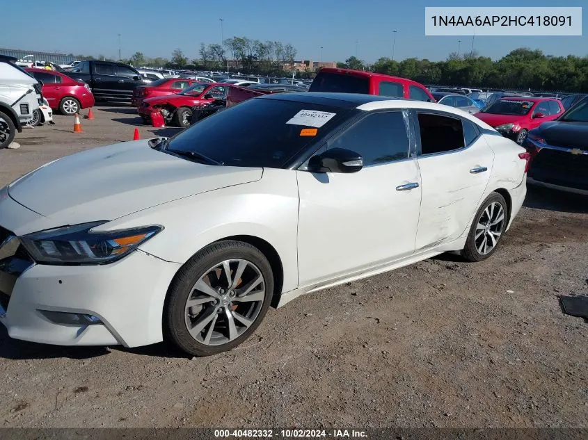 2017 Nissan Maxima 3.5 Sl VIN: 1N4AA6AP2HC418091 Lot: 40482332