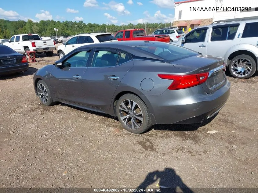 1N4AA6AP4HC403298 2017 Nissan Maxima 3.5 Sv