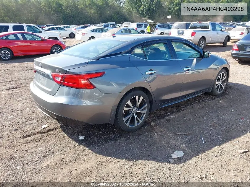 2017 Nissan Maxima 3.5 Sv VIN: 1N4AA6AP4HC403298 Lot: 40492082