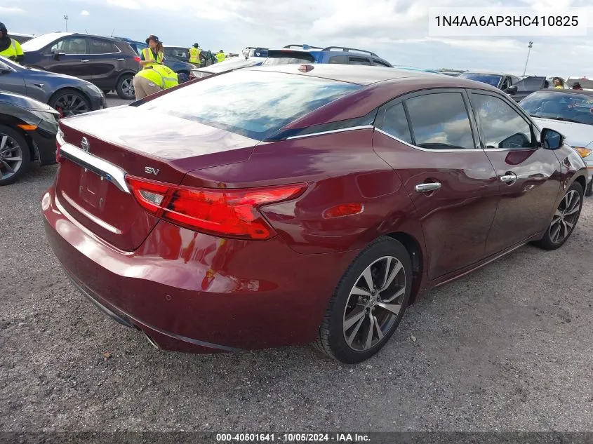 2017 Nissan Maxima 3.5S/Sv/Sl/Sr/Plat VIN: 1N4AA6AP3HC410825 Lot: 40501641