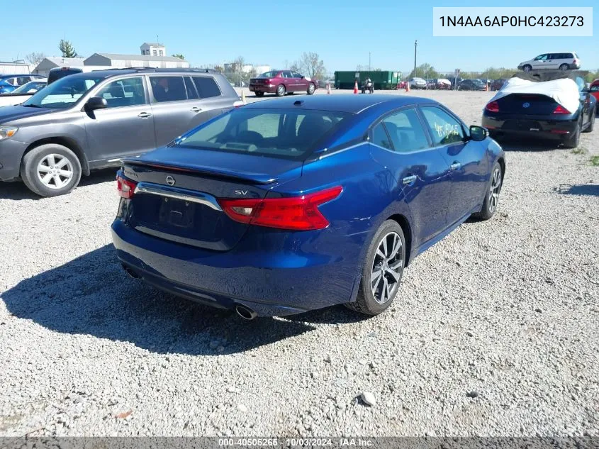 2017 Nissan Maxima 3.5 Sv VIN: 1N4AA6AP0HC423273 Lot: 40505265