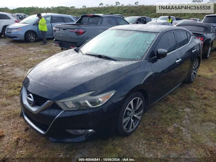 2017 Nissan Maxima 3.5S/Sv/Sl/Sr/Plat VIN: 1N4AA6AP4HC365538 Lot: 40540541