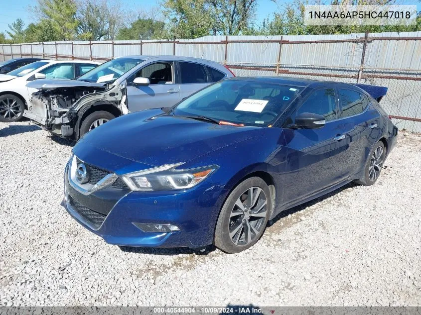 2017 Nissan Maxima 3.5S/Sv/Sl/Sr/Plat VIN: 1N4AA6AP5HC447018 Lot: 40544904