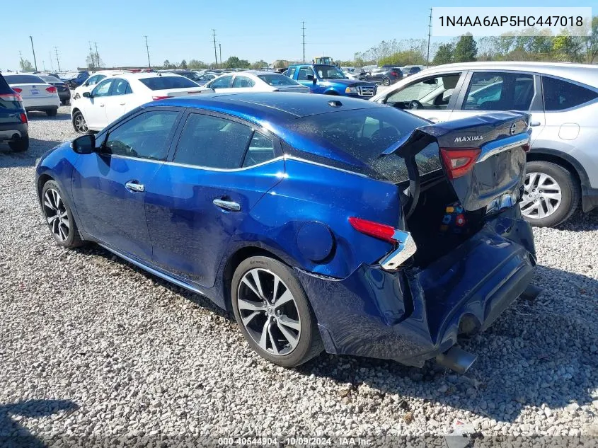 2017 Nissan Maxima 3.5S/Sv/Sl/Sr/Plat VIN: 1N4AA6AP5HC447018 Lot: 40544904