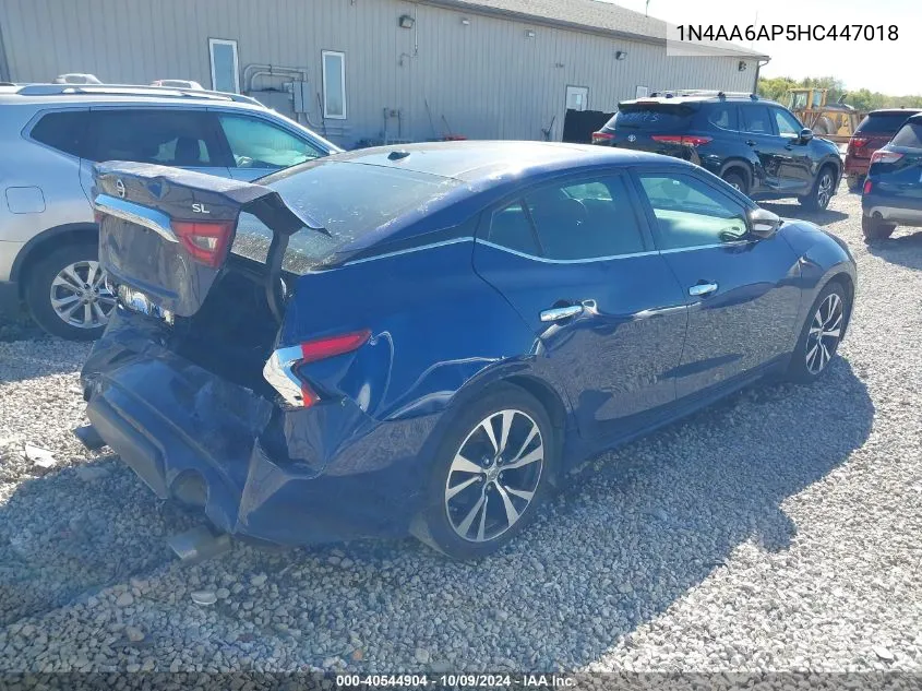 2017 Nissan Maxima 3.5S/Sv/Sl/Sr/Plat VIN: 1N4AA6AP5HC447018 Lot: 40544904