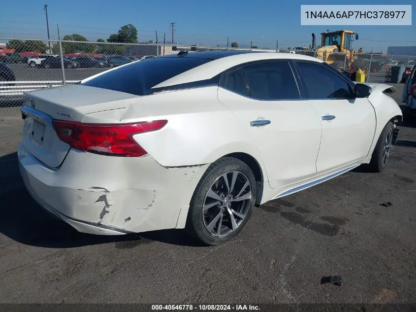 2017 Nissan Maxima 3.5 Platinum VIN: 1N4AA6AP7HC378977 Lot: 40546778