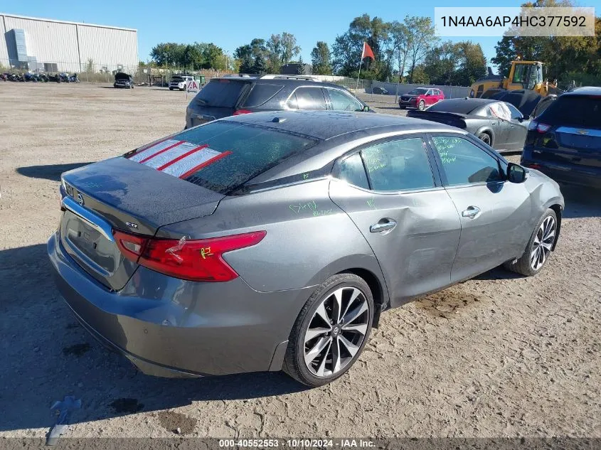 2017 Nissan Maxima 3.5 Sr VIN: 1N4AA6AP4HC377592 Lot: 40552553