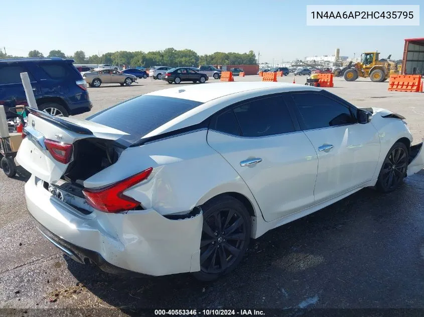 2017 Nissan Maxima 3.5 Sr VIN: 1N4AA6AP2HC435795 Lot: 40553346