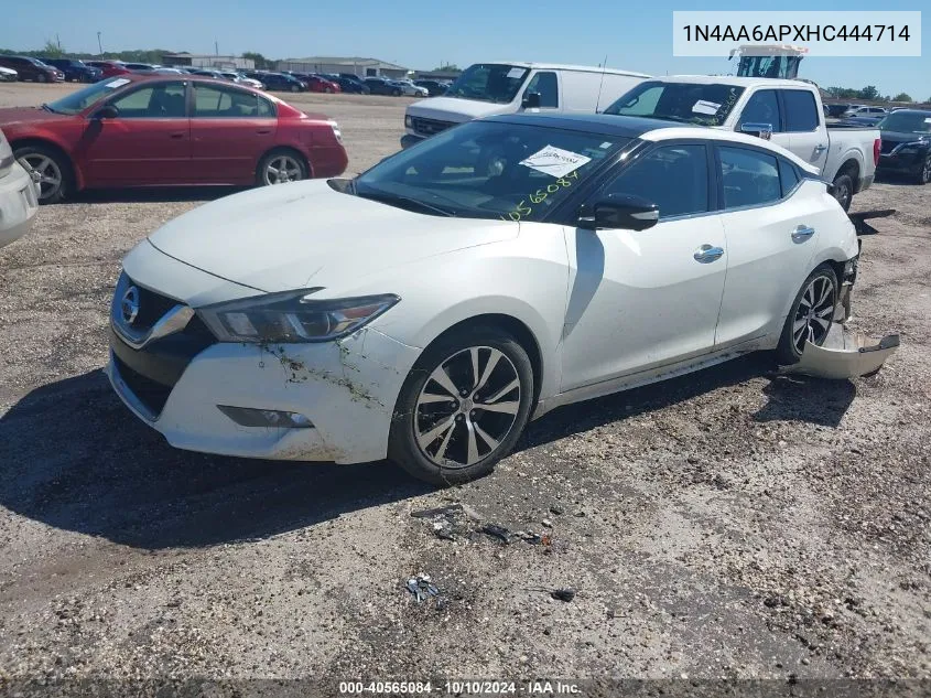 2017 Nissan Maxima 3.5 Platinum VIN: 1N4AA6APXHC444714 Lot: 40565084