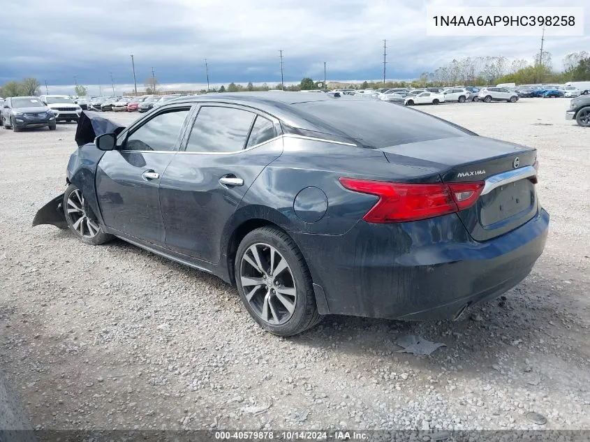 2017 Nissan Maxima 3.5S/Sv/Sl/Sr/Plat VIN: 1N4AA6AP9HC398258 Lot: 40579878