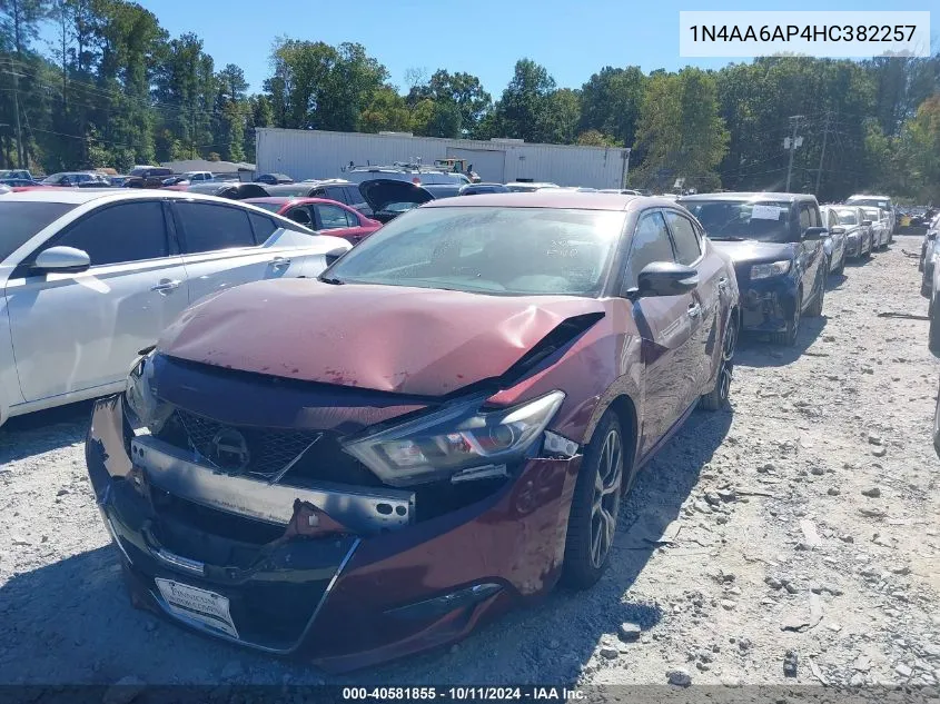 2017 Nissan Maxima 3.5 Platinum/3.5 S/3.5 Sl/3.5 Sr/3.5 Sv VIN: 1N4AA6AP4HC382257 Lot: 40581855