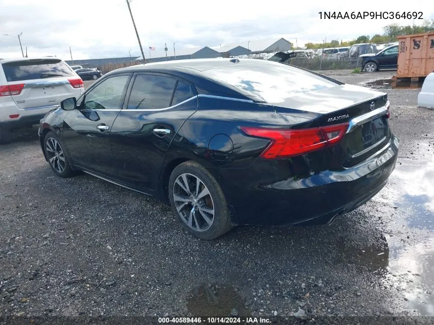 2017 Nissan Maxima 3.5 Platinum/3.5 S/3.5 Sl/3.5 Sr/3.5 Sv VIN: 1N4AA6AP9HC364692 Lot: 40589446