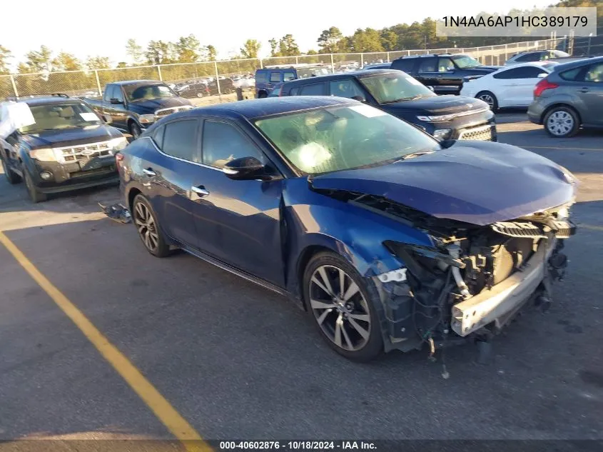 2017 Nissan Maxima 3.5 Sv VIN: 1N4AA6AP1HC389179 Lot: 40602876