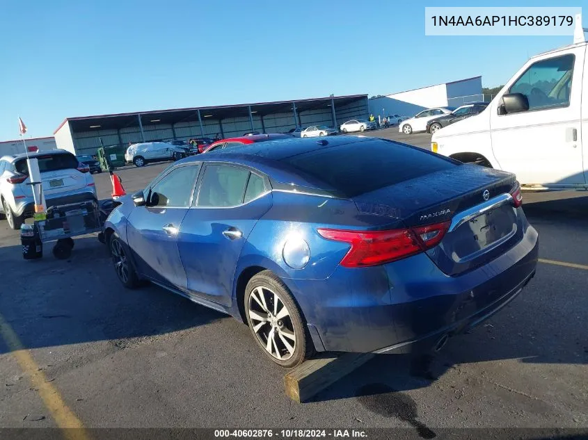 2017 Nissan Maxima 3.5 Sv VIN: 1N4AA6AP1HC389179 Lot: 40602876