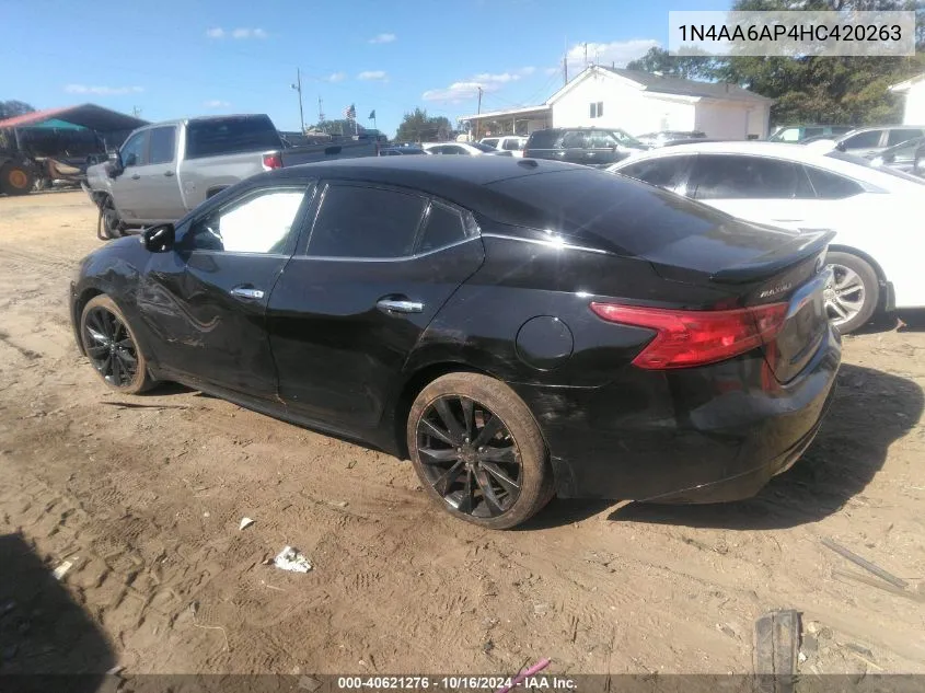 2017 Nissan Maxima 3.5 Sr VIN: 1N4AA6AP4HC420263 Lot: 40621276