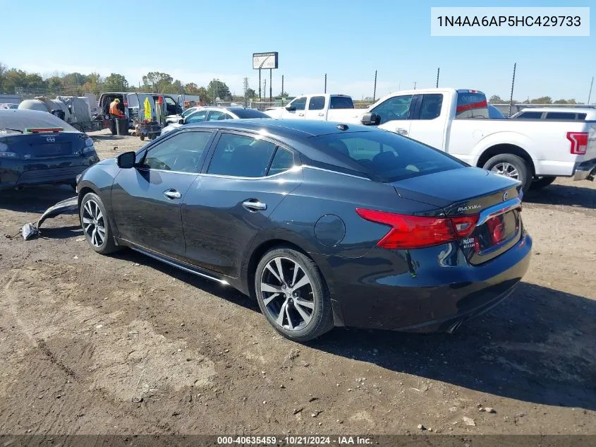 2017 Nissan Maxima 3.5 Platinum VIN: 1N4AA6AP5HC429733 Lot: 40635459