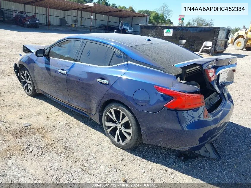 2017 Nissan Maxima 3.5 Sv VIN: 1N4AA6AP0HC452384 Lot: 40641732