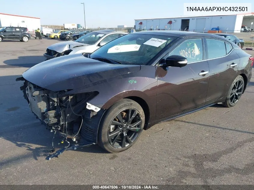 2017 Nissan Maxima 3.5 Platinum VIN: 1N4AA6APXHC432501 Lot: 40647506