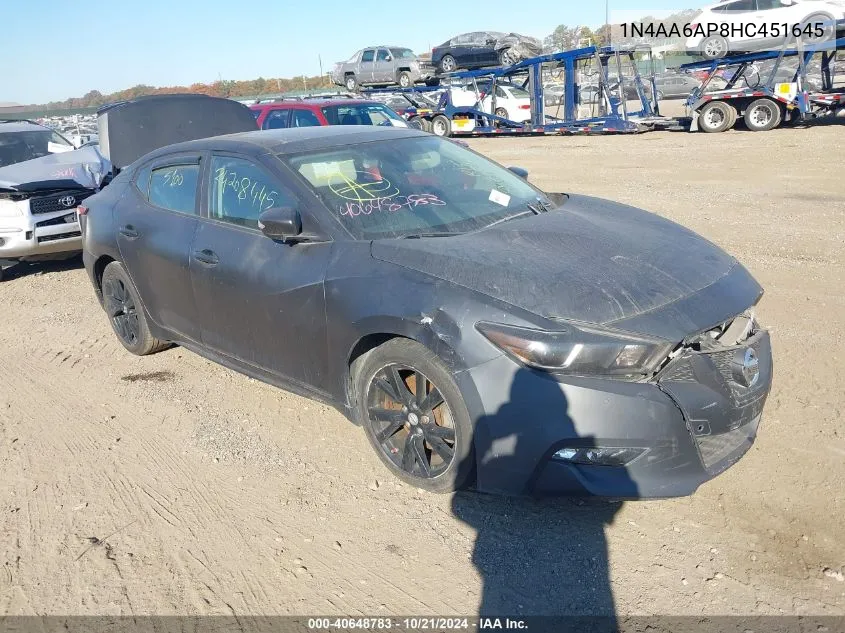 2017 Nissan Maxima 3.5 Sl VIN: 1N4AA6AP8HC451645 Lot: 40648783