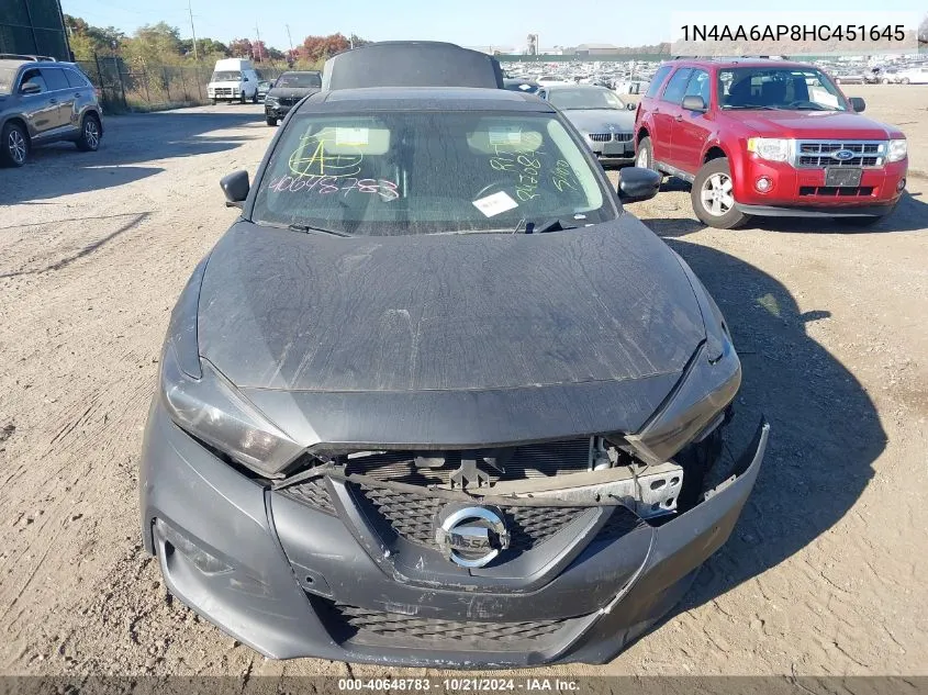 2017 Nissan Maxima 3.5 Sl VIN: 1N4AA6AP8HC451645 Lot: 40648783