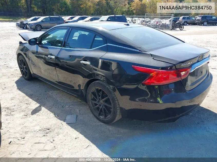 2017 Nissan Maxima 3.5 Sv VIN: 1N4AA6AP9HC384750 Lot: 40670509