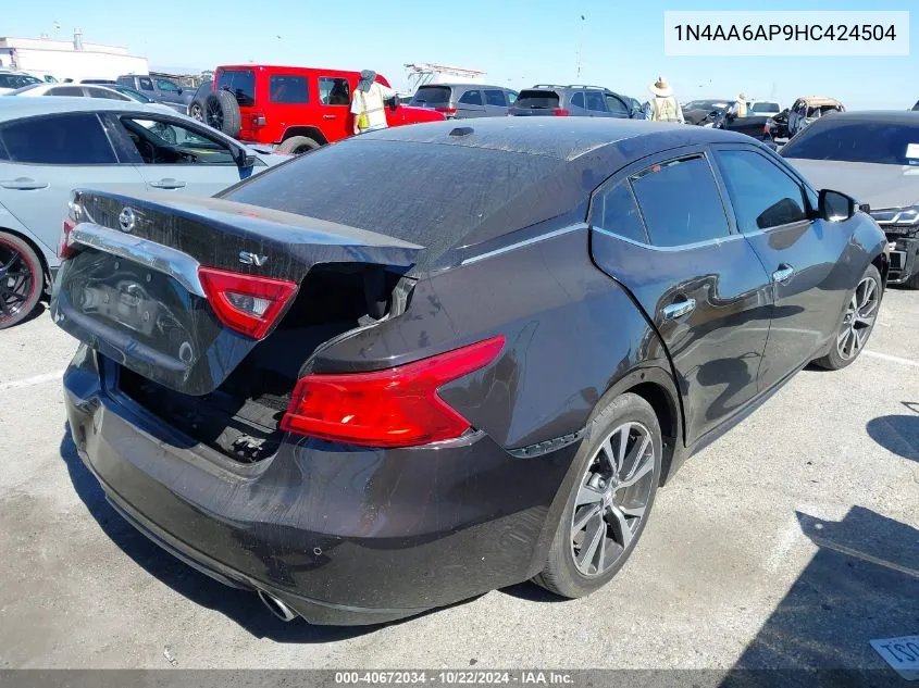 2017 Nissan Maxima 3.5 Sv VIN: 1N4AA6AP9HC424504 Lot: 40672034