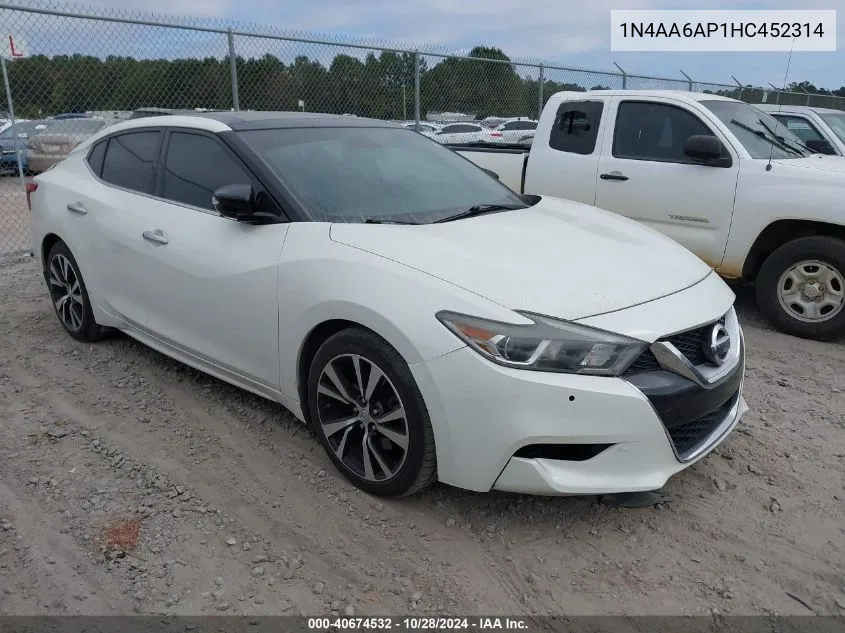 2017 Nissan Maxima 3.5 Platinum VIN: 1N4AA6AP1HC452314 Lot: 40674532