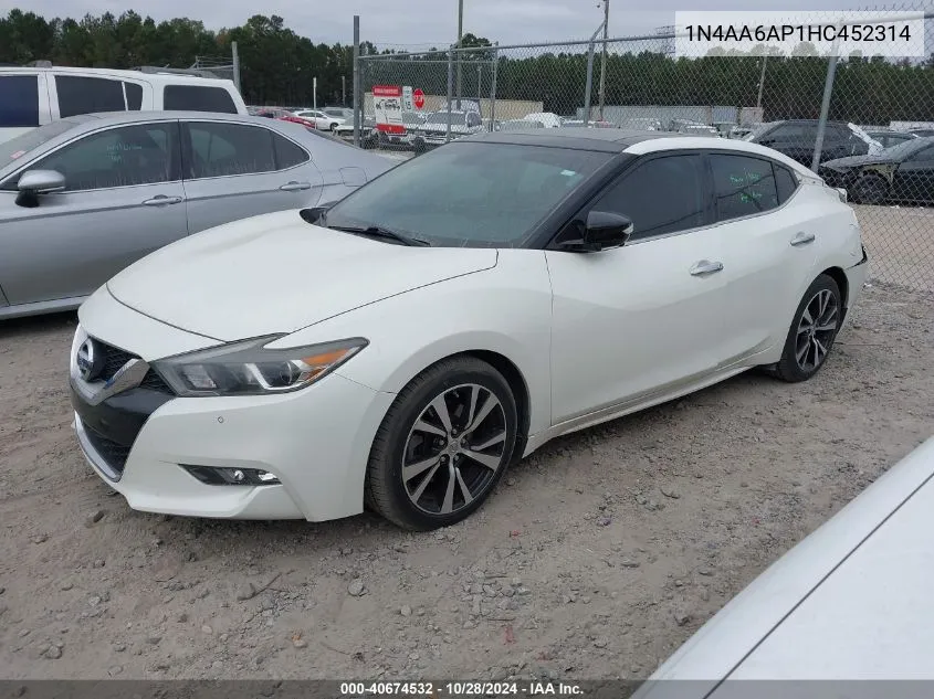 2017 Nissan Maxima 3.5 Platinum VIN: 1N4AA6AP1HC452314 Lot: 40674532