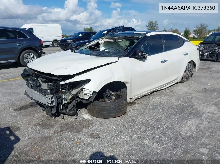 2017 Nissan Maxima 3.5 Sl VIN: 1N4AA6APXHC378360 Lot: 40675926