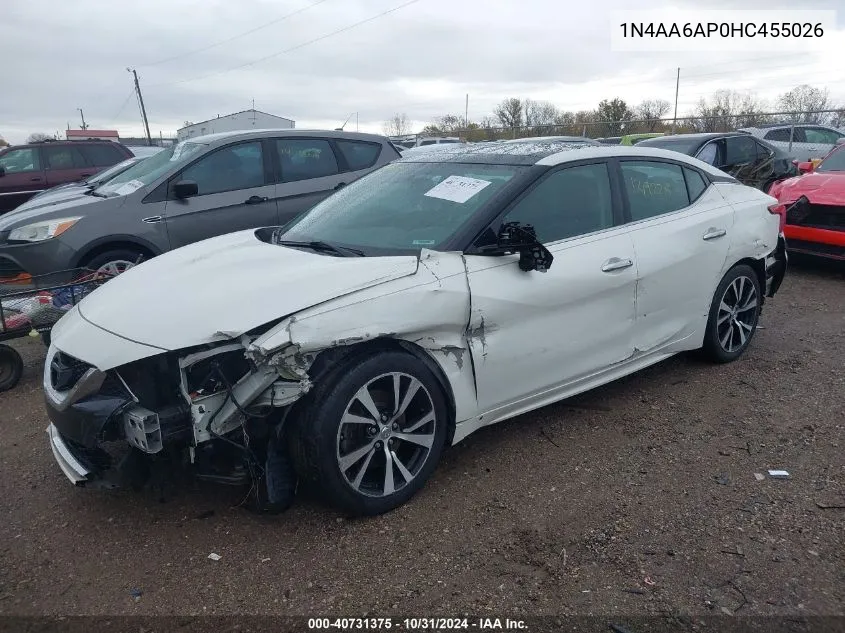 2017 Nissan Maxima 3.5 Sl VIN: 1N4AA6AP0HC455026 Lot: 40731375