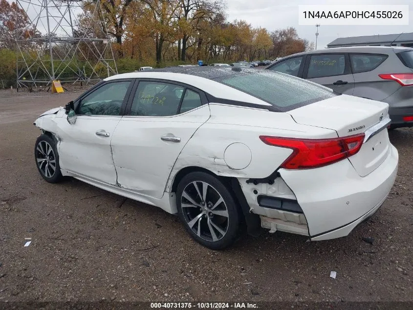 2017 Nissan Maxima 3.5 Sl VIN: 1N4AA6AP0HC455026 Lot: 40731375