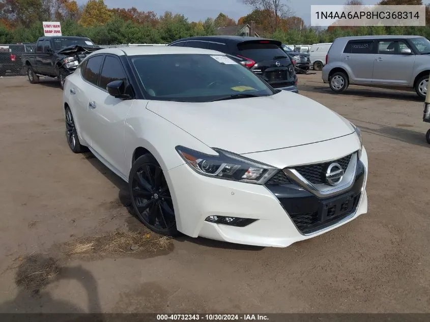 2017 Nissan Maxima 3.5 Sr VIN: 1N4AA6AP8HC368314 Lot: 40732343