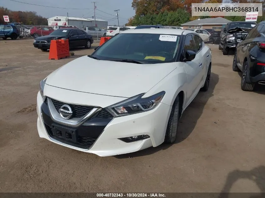 2017 Nissan Maxima 3.5 Sr VIN: 1N4AA6AP8HC368314 Lot: 40732343