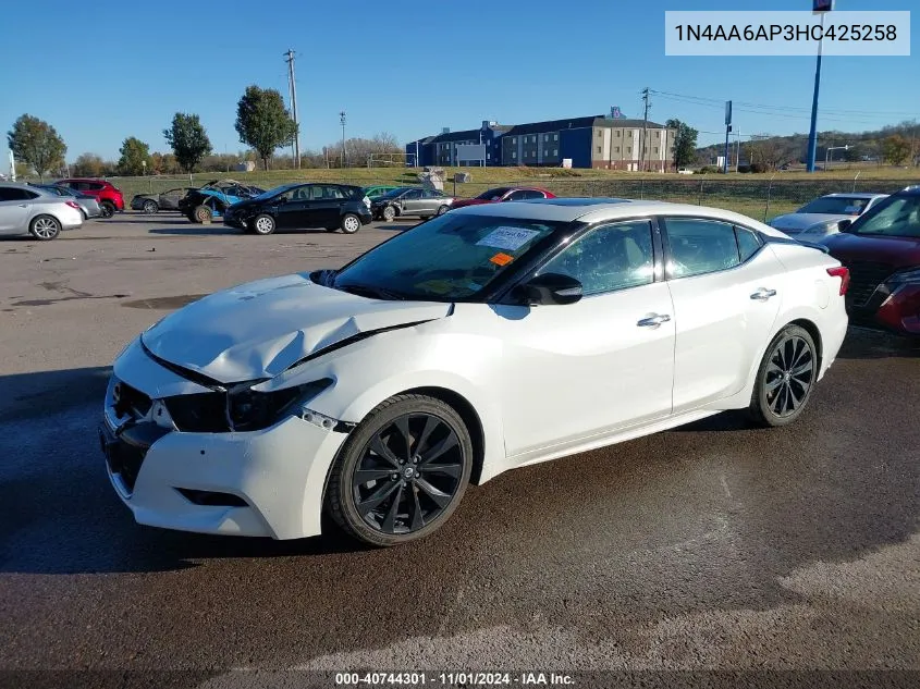 2017 Nissan Maxima 3.5 Sr VIN: 1N4AA6AP3HC425258 Lot: 40744301