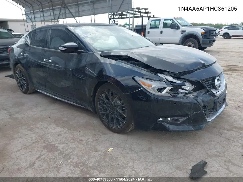 2017 Nissan Maxima 3.5 Platinum/3.5 S/3.5 Sl/3.5 Sr/3.5 Sv VIN: 1N4AA6AP1HC361205 Lot: 40759308