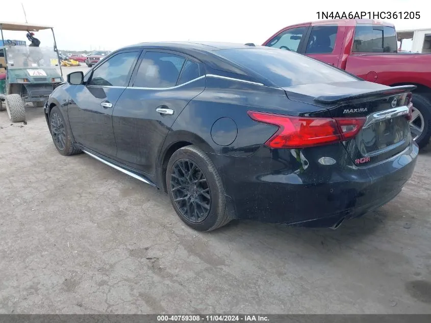 1N4AA6AP1HC361205 2017 Nissan Maxima 3.5 Platinum/3.5 S/3.5 Sl/3.5 Sr/3.5 Sv