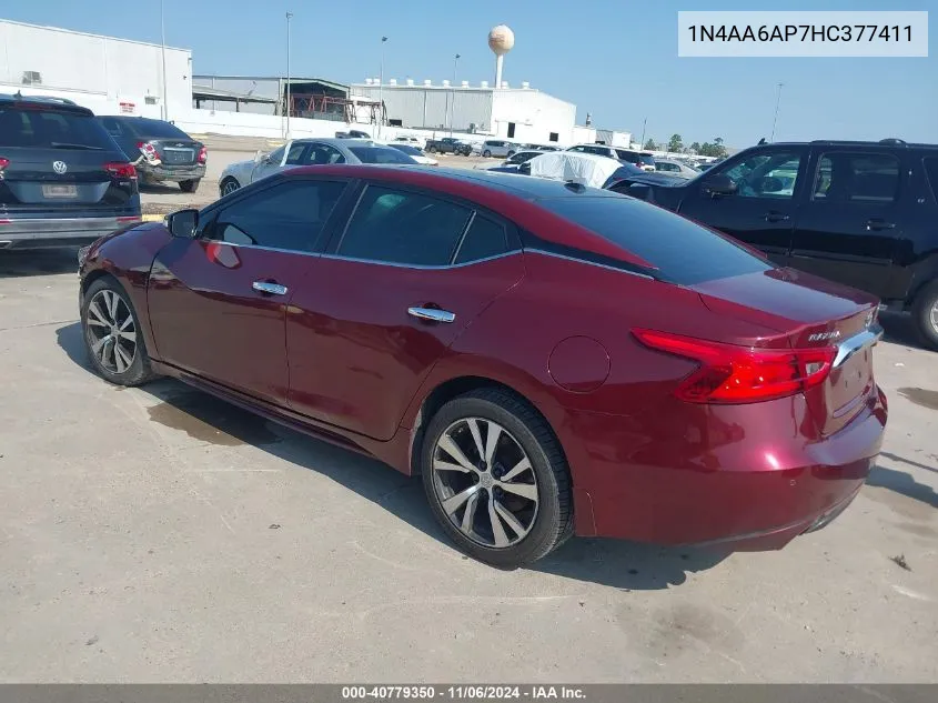 2017 Nissan Maxima 3.5 Sl VIN: 1N4AA6AP7HC377411 Lot: 40779350