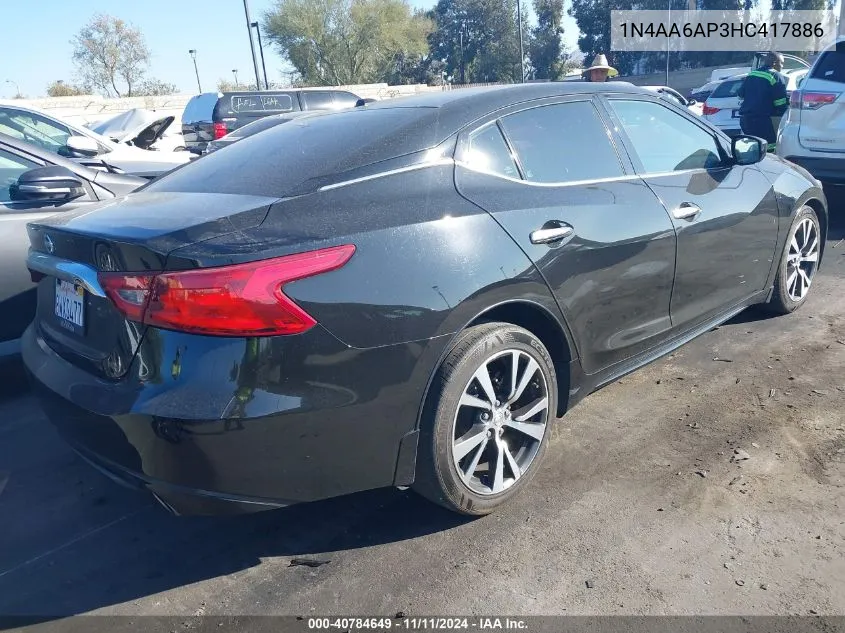 2017 Nissan Maxima 3.5 S VIN: 1N4AA6AP3HC417886 Lot: 40784649