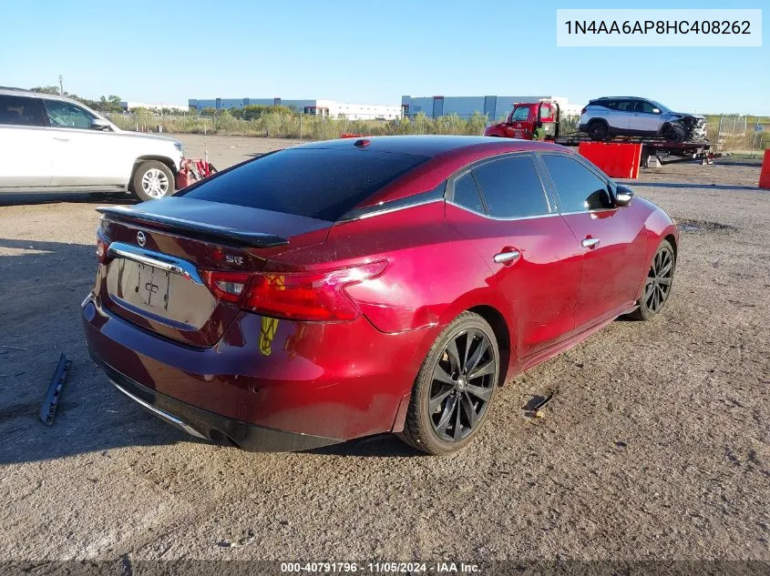 2017 Nissan Maxima 3.5 Sr VIN: 1N4AA6AP8HC408262 Lot: 40791796