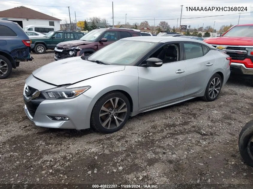 2017 Nissan Maxima 3.5 Platinum/3.5 S/3.5 Sl/3.5 Sr/3.5 Sv VIN: 1N4AA6APXHC368024 Lot: 40822207