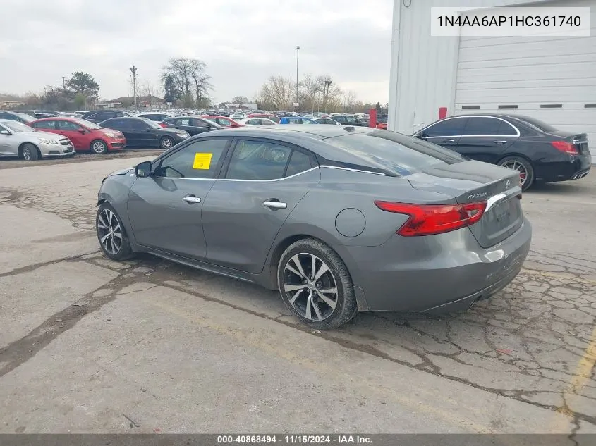 2017 Nissan Maxima 3.5 Platinum VIN: 1N4AA6AP1HC361740 Lot: 40868494