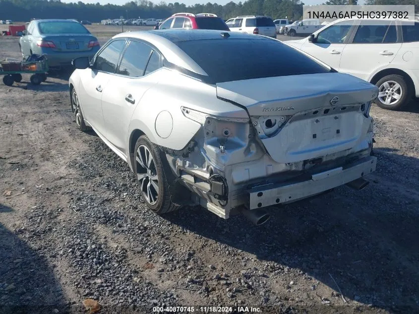 2017 Nissan Maxima 3.5S/Sv/Sl/Sr/Plat VIN: 1N4AA6AP5HC397382 Lot: 40870745