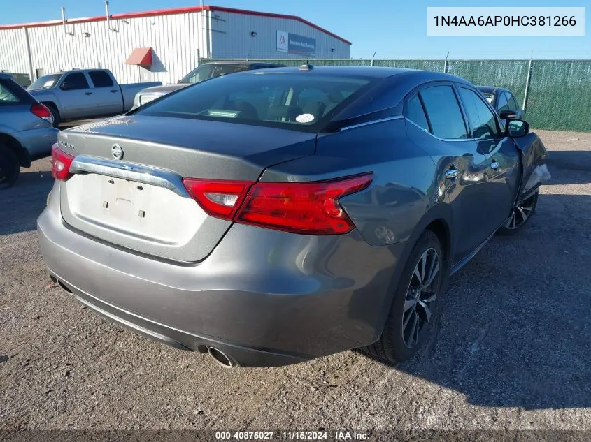 2017 Nissan Maxima 3.5 S VIN: 1N4AA6AP0HC381266 Lot: 40875027