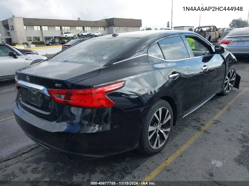 2017 Nissan Maxima 3.5 Sv VIN: 1N4AA6AP2HC444948 Lot: 40877755