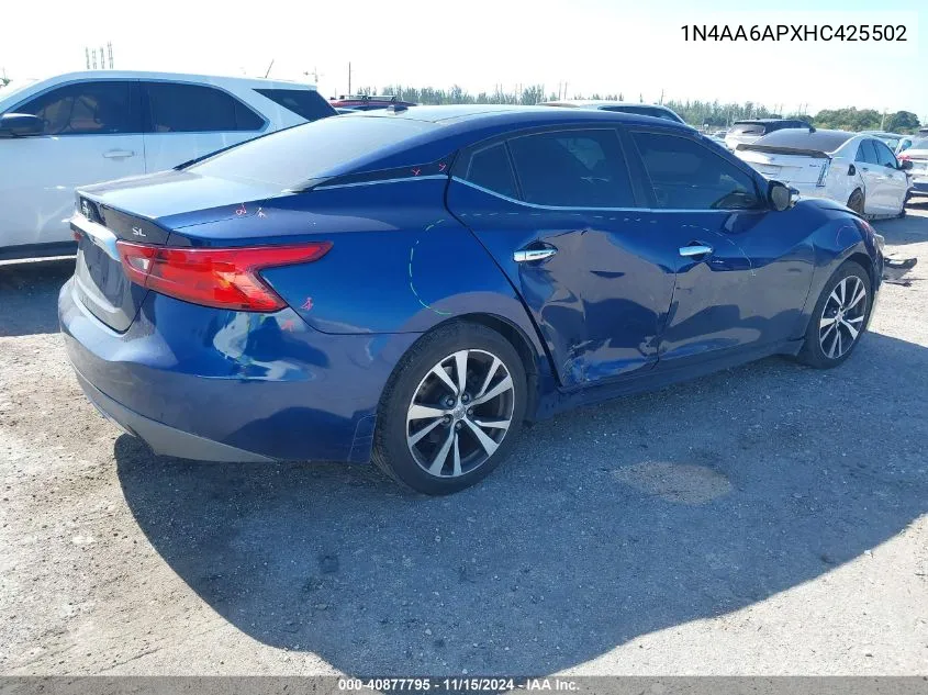 2017 Nissan Maxima 3.5 Sl VIN: 1N4AA6APXHC425502 Lot: 40877795