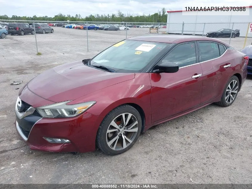 2017 Nissan Maxima 3.5 S VIN: 1N4AA6AP3HC370388 Lot: 40888552