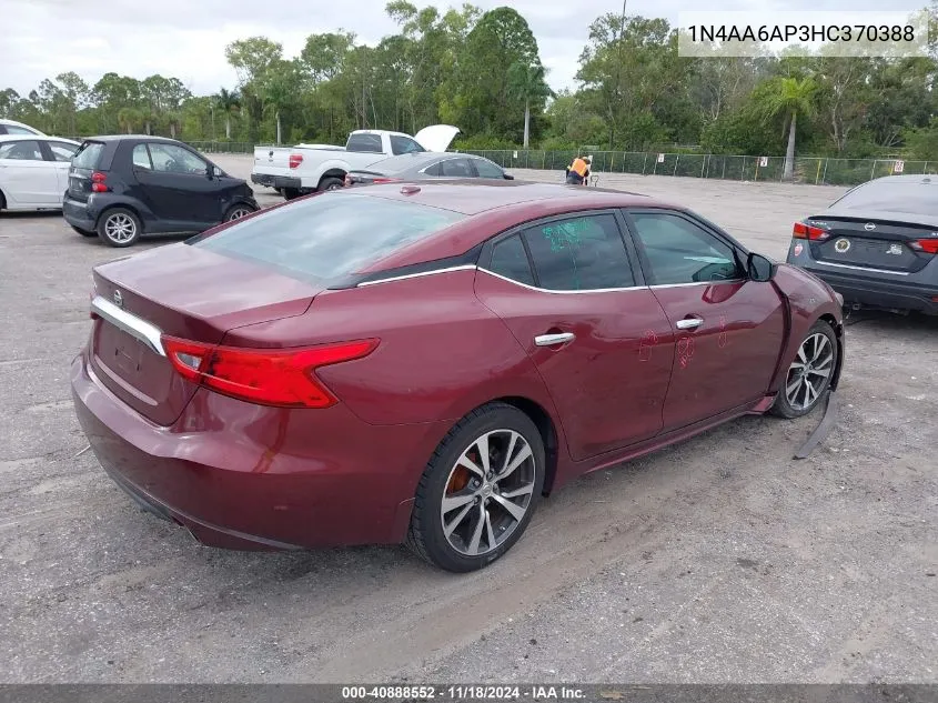 2017 Nissan Maxima 3.5 S VIN: 1N4AA6AP3HC370388 Lot: 40888552