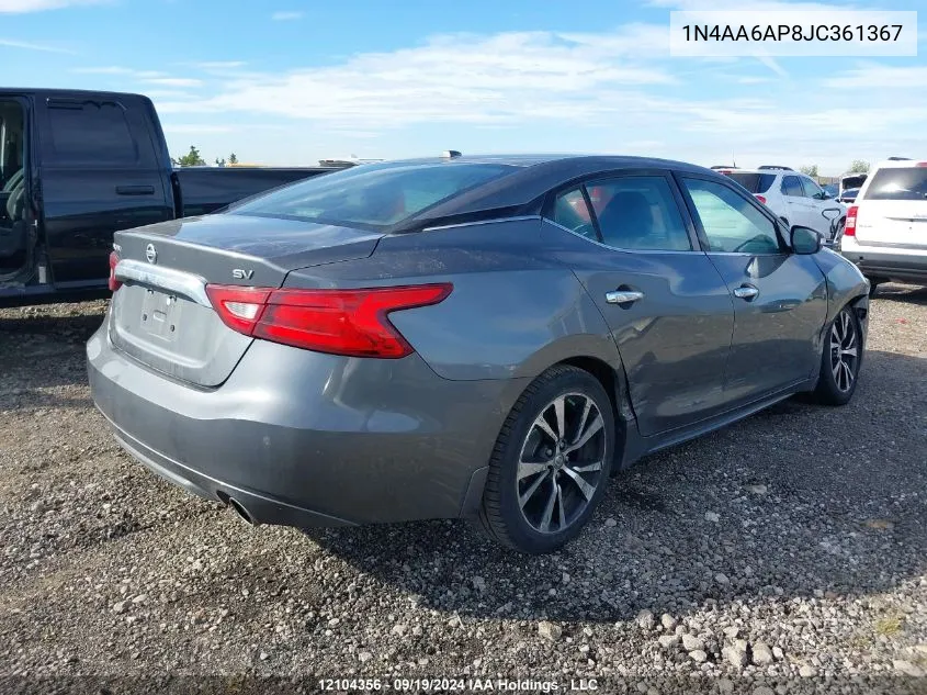 2018 Nissan Maxima VIN: 1N4AA6AP8JC361367 Lot: 12104356