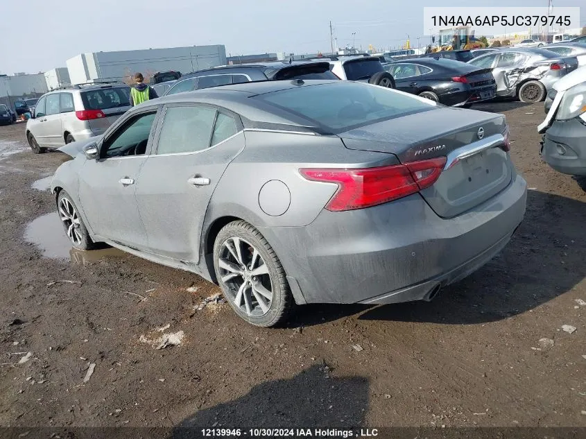 2018 Nissan Maxima 3.5S/Sv/Sl/Sr/Plat VIN: 1N4AA6AP5JC379745 Lot: 12139946